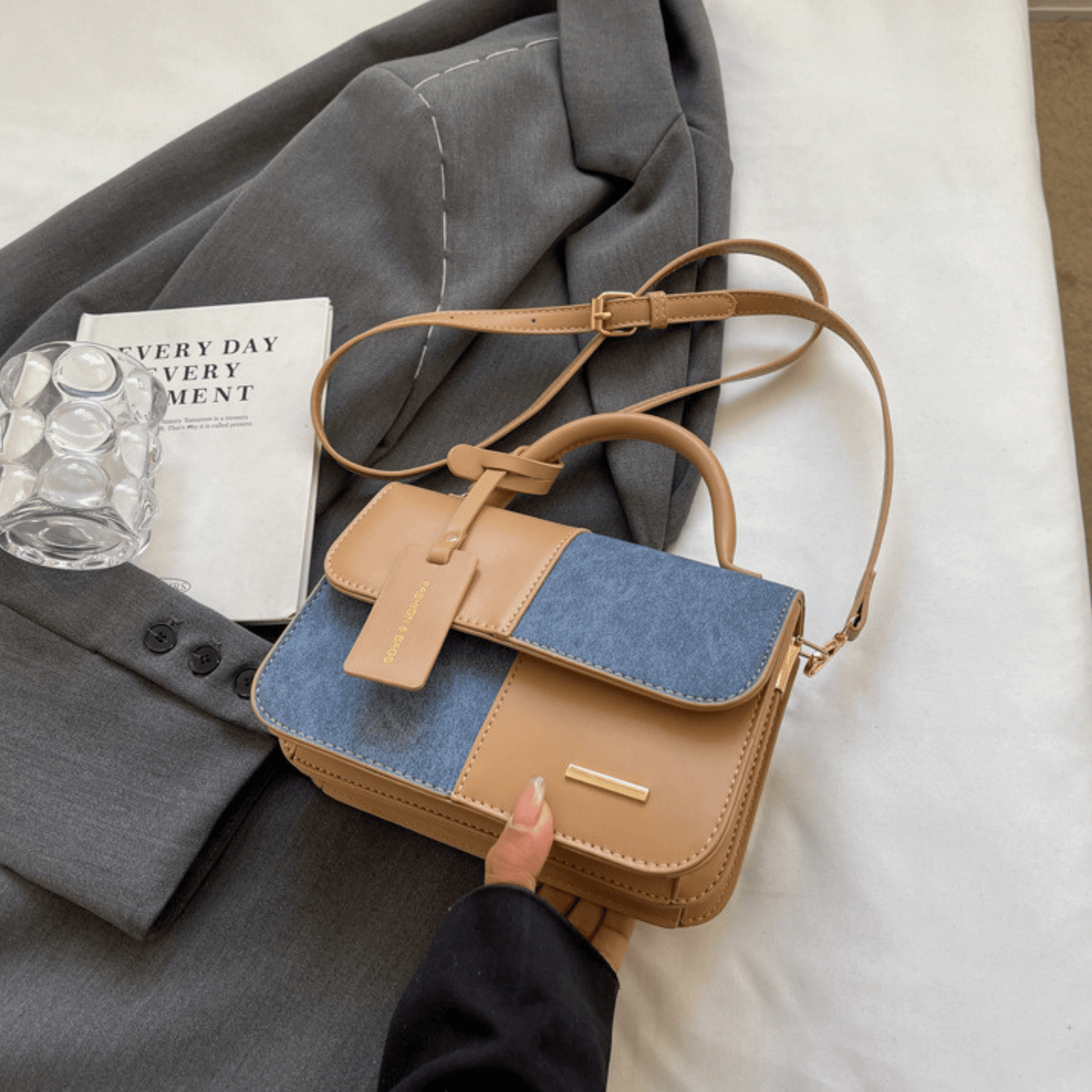 Denim Grace Satchel Crossbody Bag