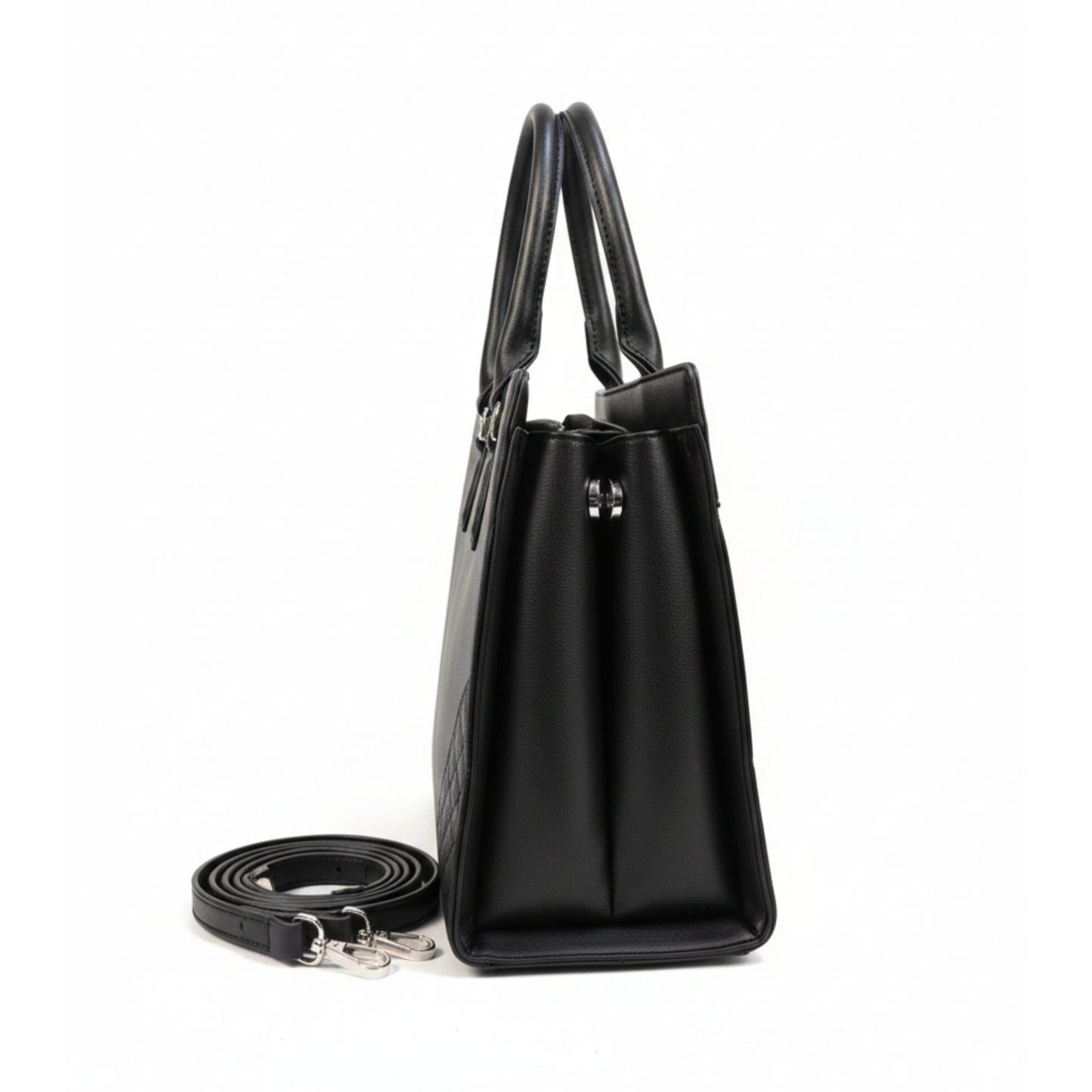 Quilted Carryall Black Tote Bag