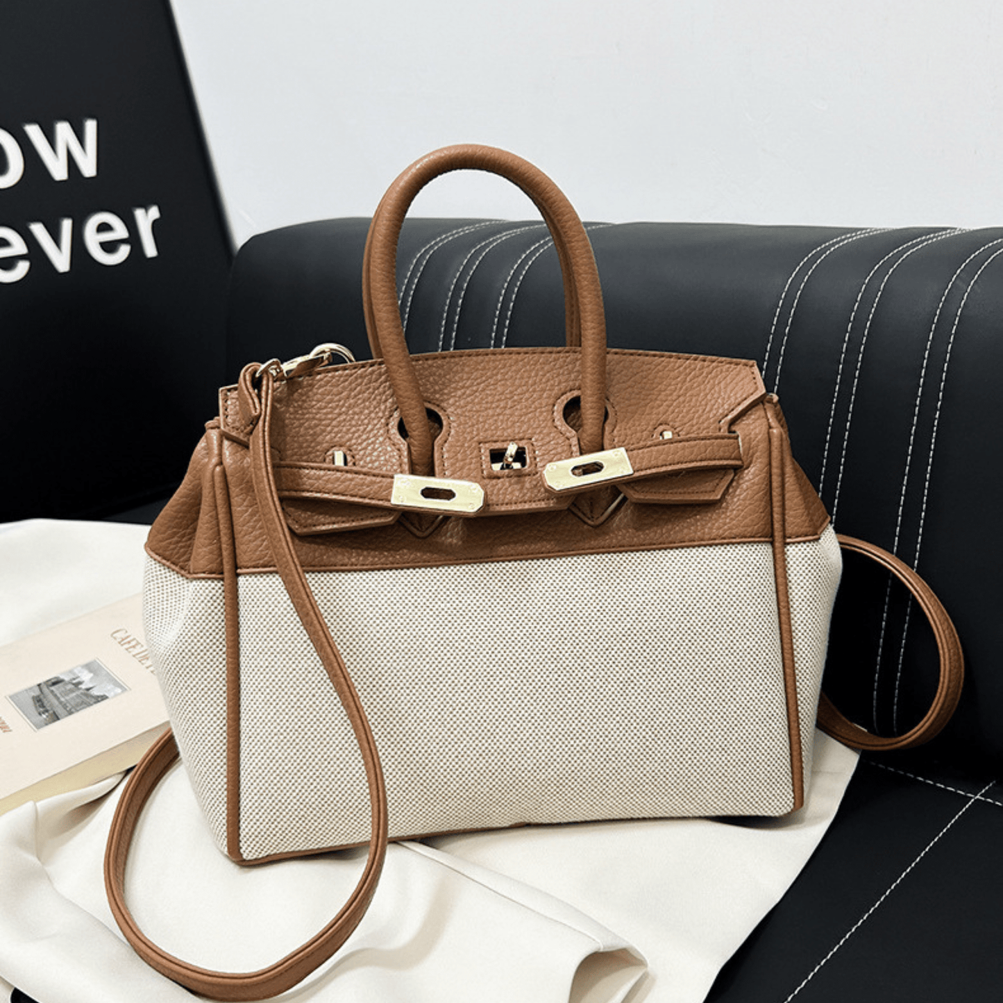 Canvas Birkin Crossbody Tote Bag