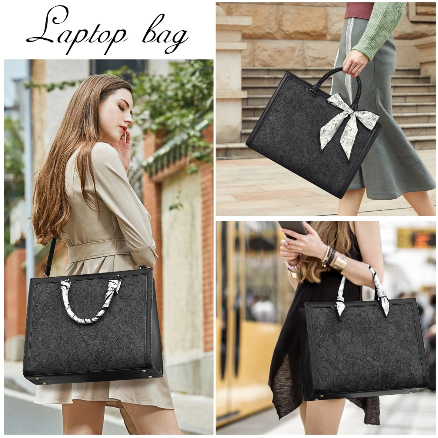 Black Flora Carryall Tote
