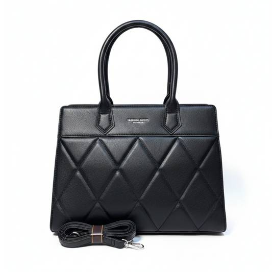 Quilted Carryall Black Tote Bag