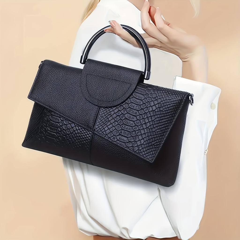 Croco Pie Crossbody Handbag