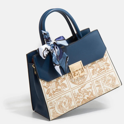 Regal Mosaic Blue Tote Handbag