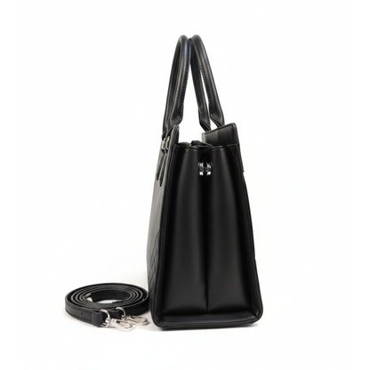 Quilted Carryall Black Tote Bag