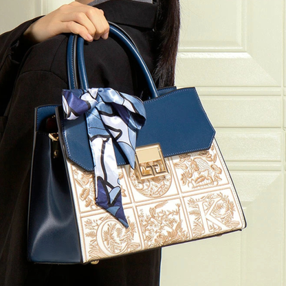 Regal Mosaic Blue Tote Handbag