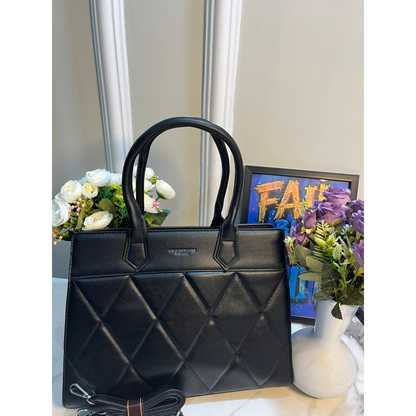 Quilted Carryall Black Tote Bag