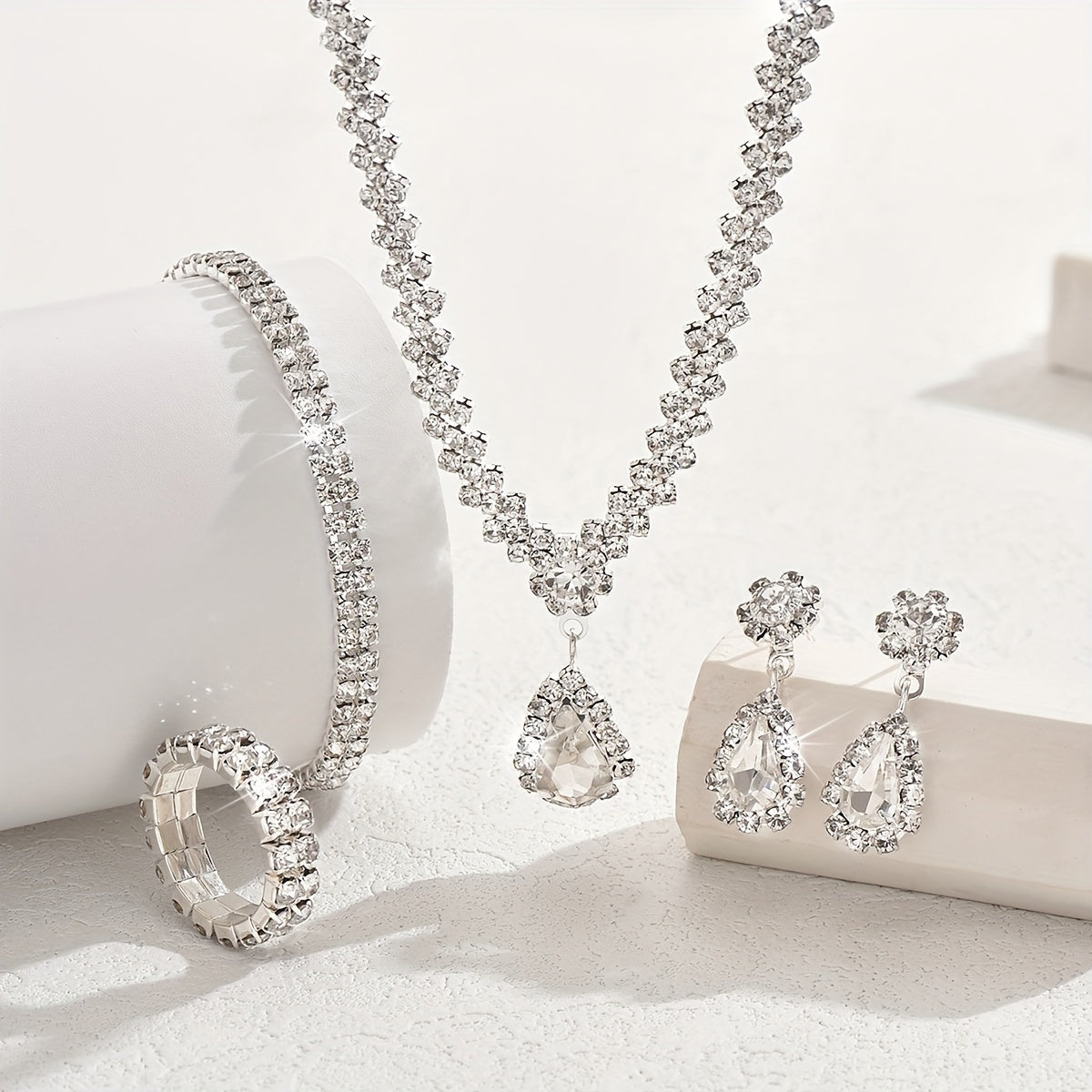 Silver Charm Necklace Set