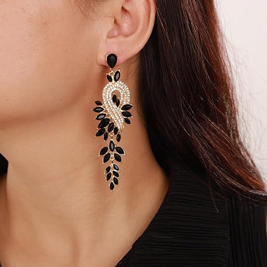 Black Crystal Drop Earrings