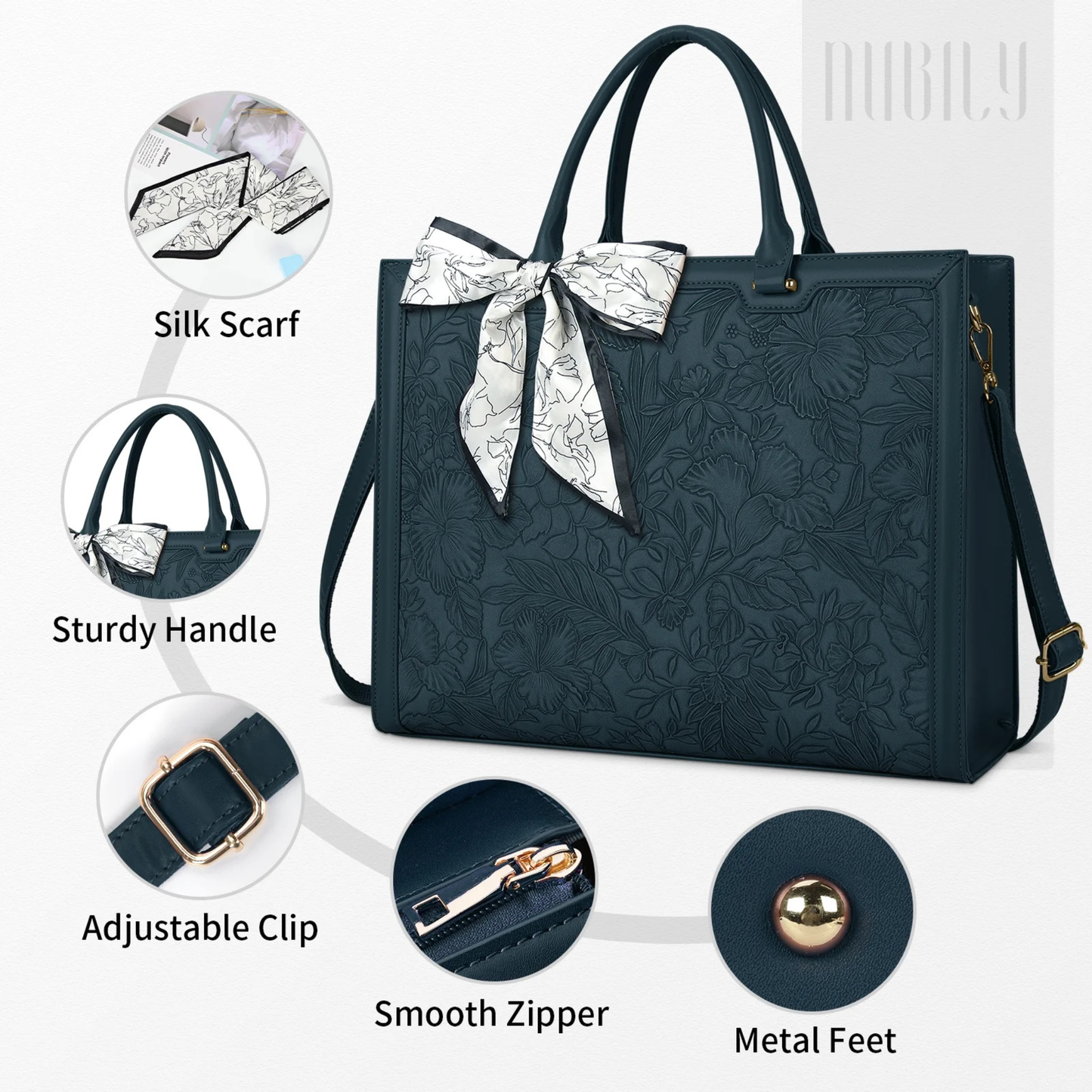 Dark Green Flora Carryall Tote