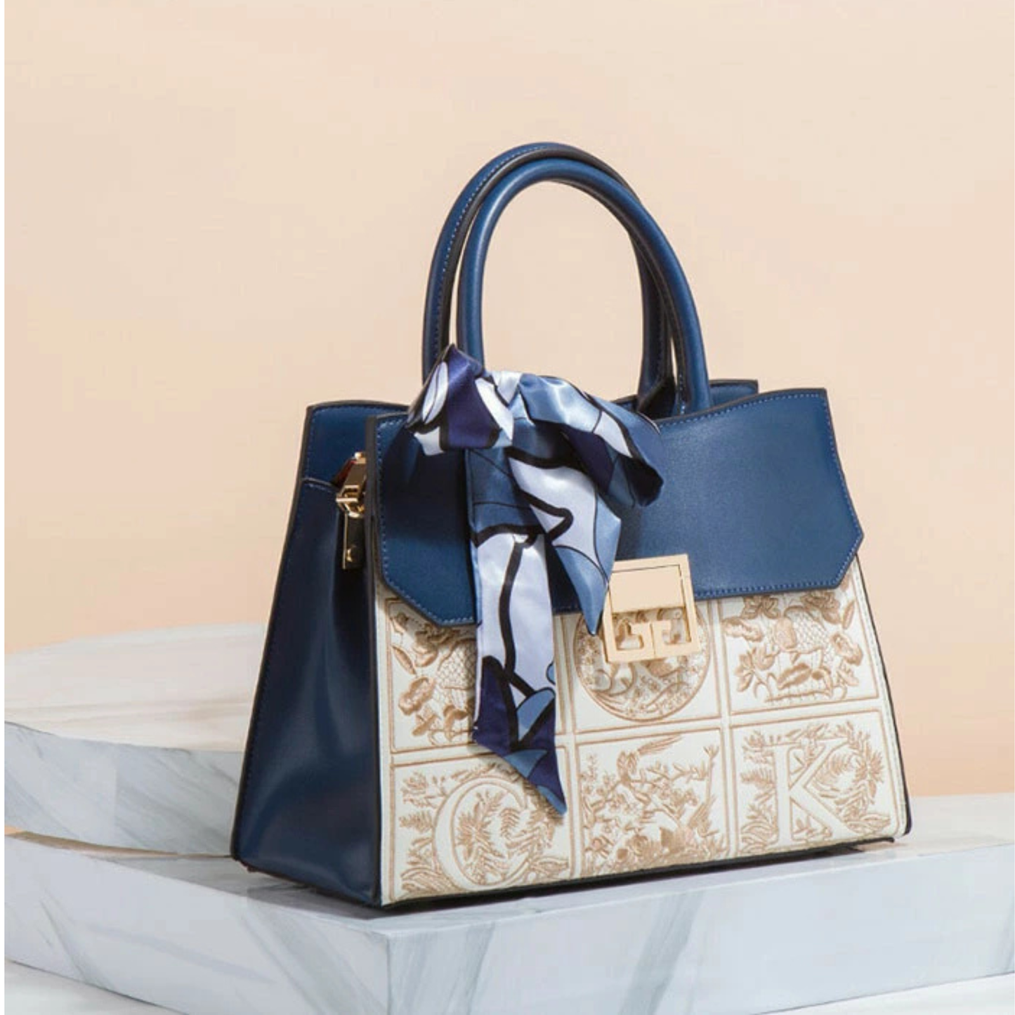Regal Mosaic Blue Tote Handbag