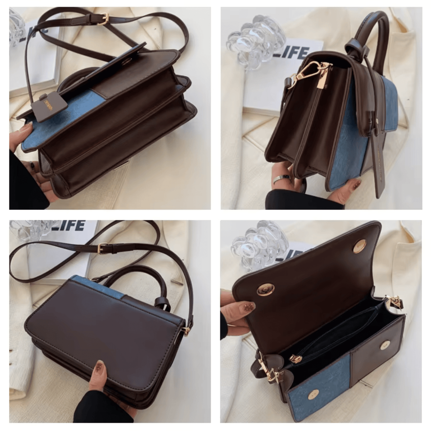 Denim Grace Satchel Crossbody Bag