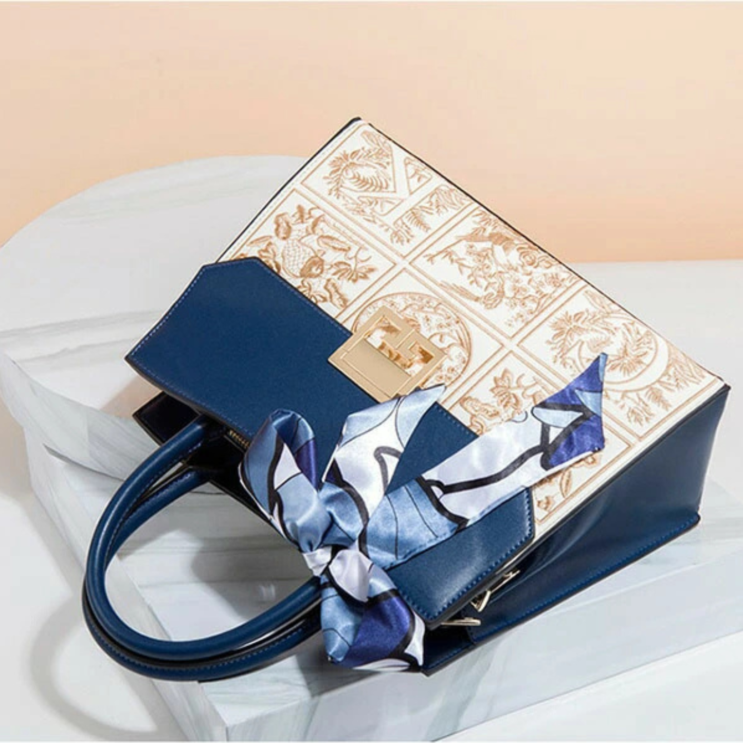 Regal Mosaic Blue Tote Handbag