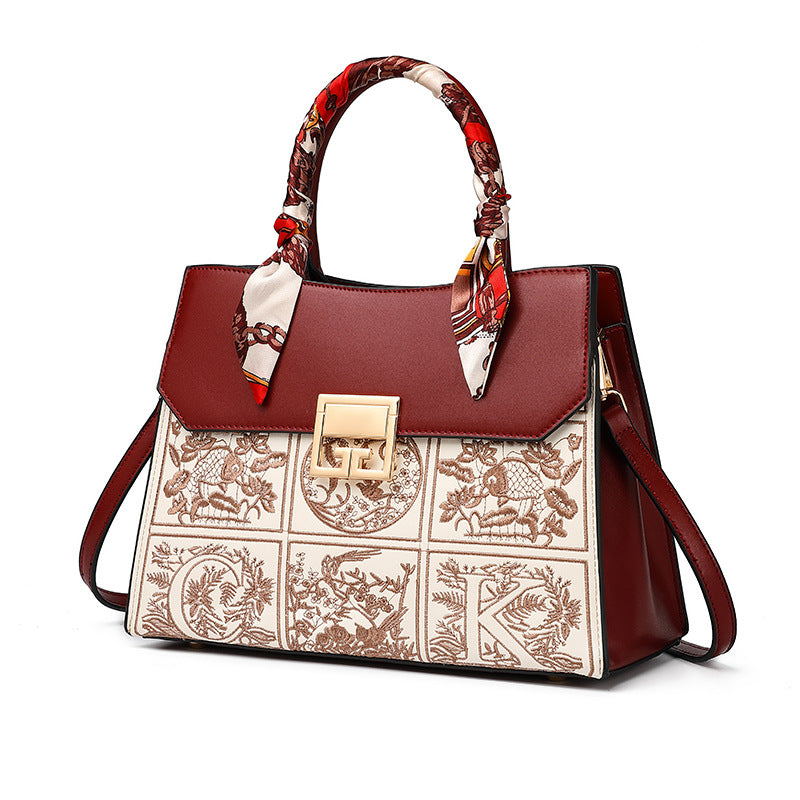 Regal Mosaic Maroon Tote Handbag