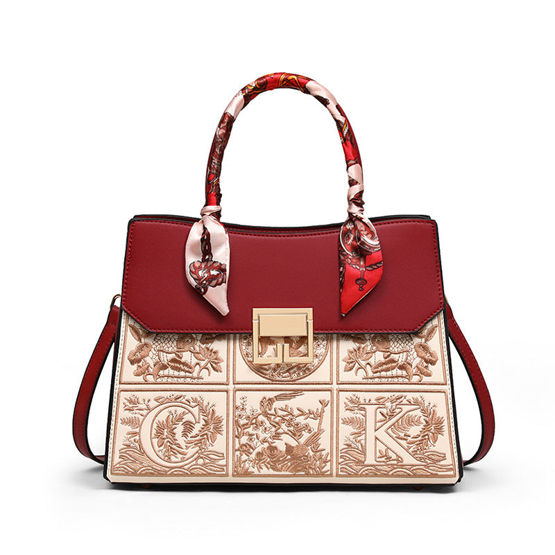 Regal Mosaic Maroon Tote Handbag