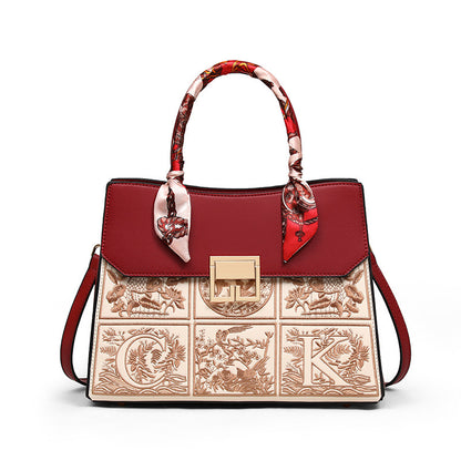 Regal Mosaic Maroon Tote Handbag