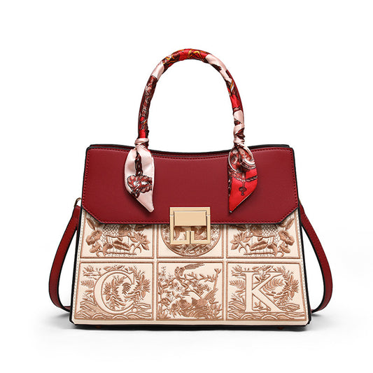 Regal Mosaic Maroon Tote Handbag