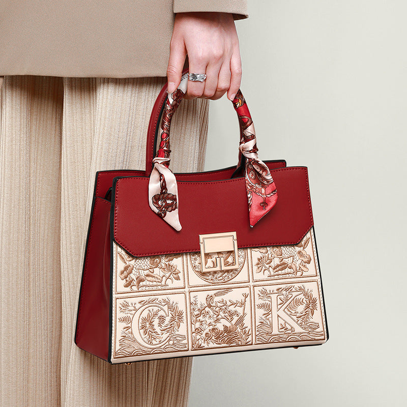 Regal Mosaic Maroon Tote Handbag