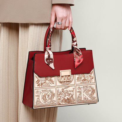 Regal Mosaic Maroon Tote Handbag