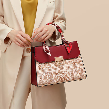 Regal Mosaic Maroon Tote Handbag