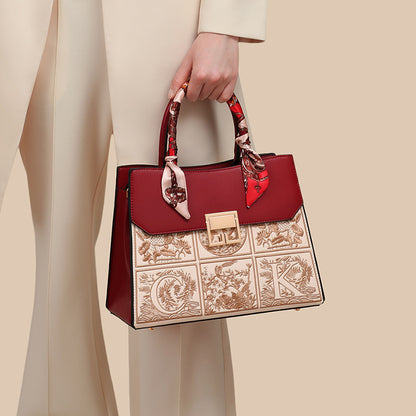 Regal Mosaic Maroon Tote Handbag