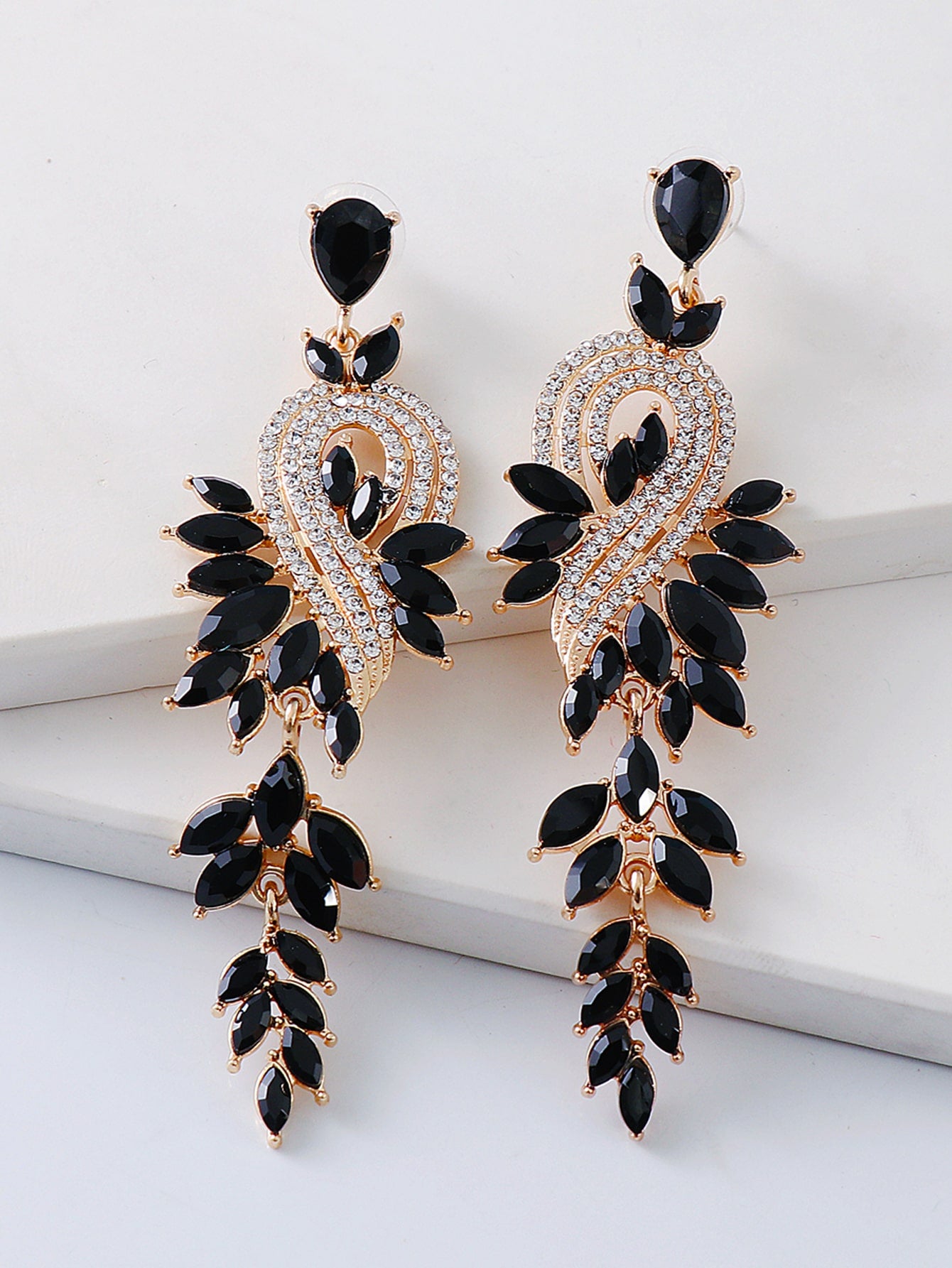 Black Crystal Drop Earrings