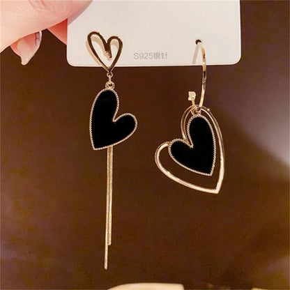 Asymmetric Heart Hoops Earrings