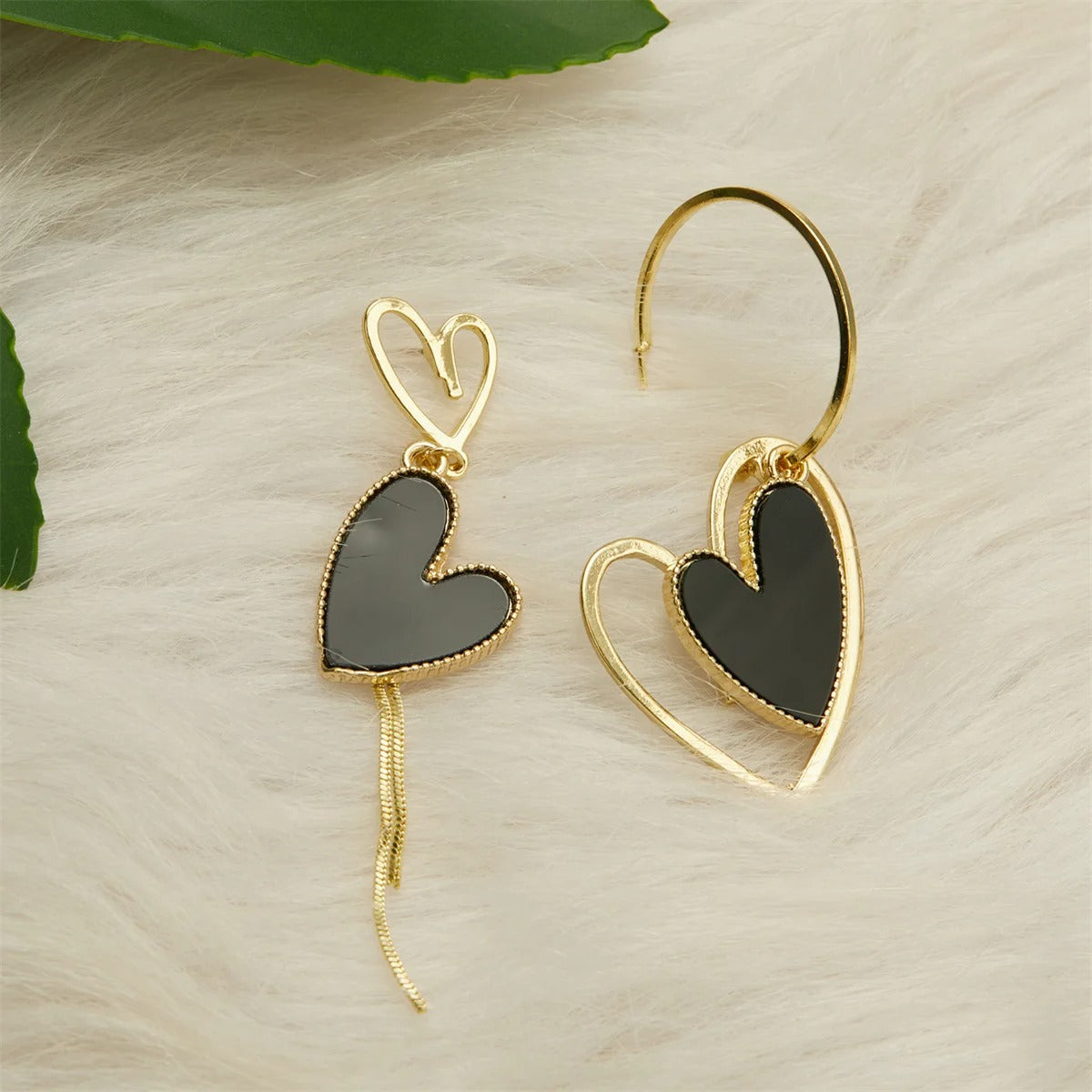Asymmetric Heart Hoops Earrings