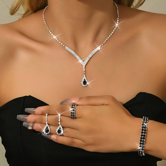 Black Charm Necklace Set